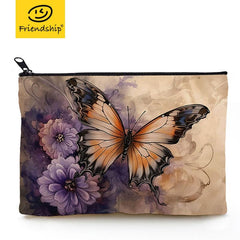Butterfly Pattern Zipper Storage Bag Lightweight Cosmetic Travel Pouch