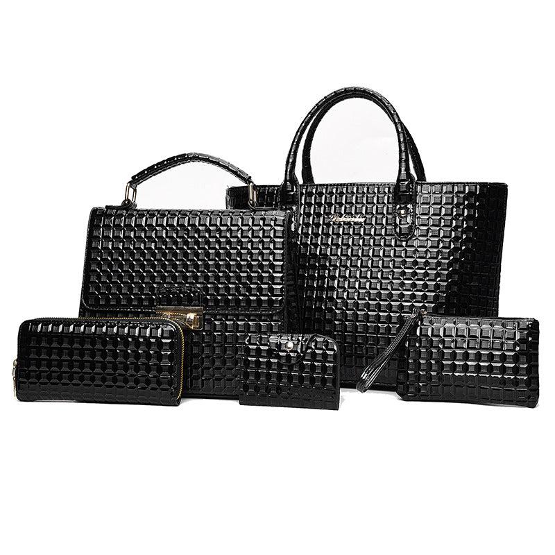 5 Pcs Classic Bag Sets Solid Embossed Tote Bag & Satchel Bag & Long Wallets