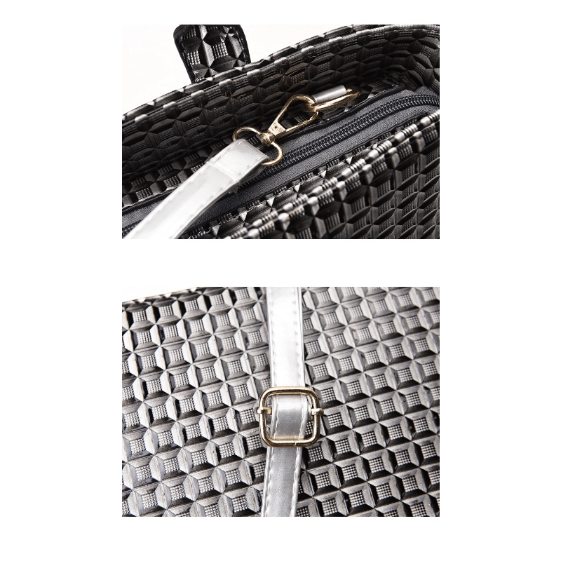 5 Pcs Classic Bag Sets Solid Embossed Tote Bag & Satchel Bag & Long Wallets
