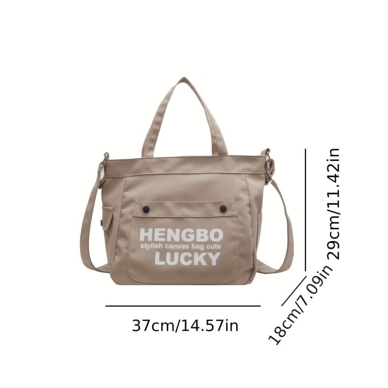 Canvas Crossbody Bag Letter Graphic Hobo Bag Casual Handbag & Shoulder Purse