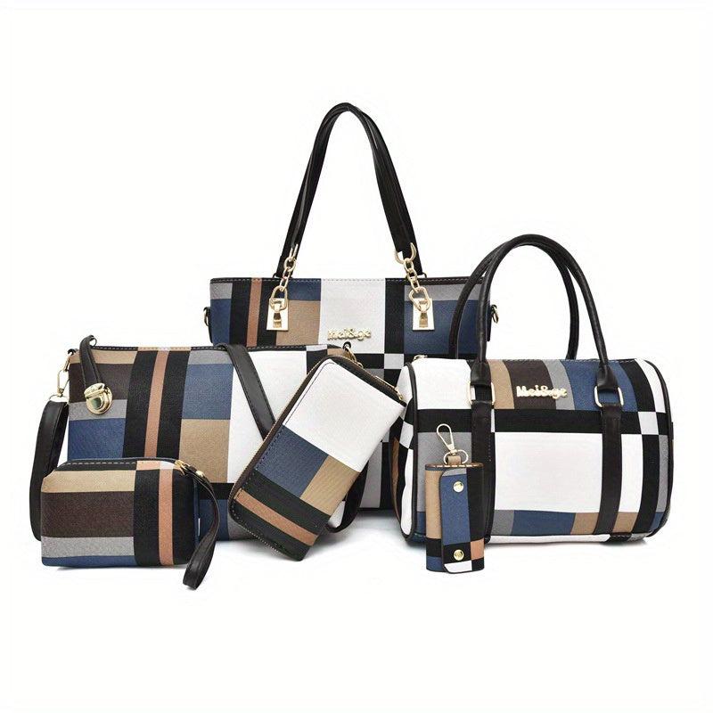 Plaid Bag Set Tote Handbag Shoulder Clutch Wallets