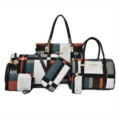 Plaid Bag Set Tote Handbag Shoulder Clutch Wallets