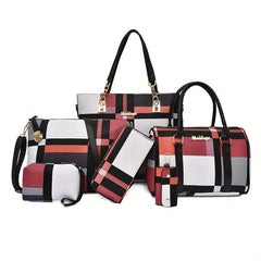 Plaid Bag Set Tote Handbag Shoulder Clutch Wallets