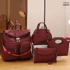 4PCS Vintage Convertible Backpack Set Retro Tote Bag Women's Casual Handbag