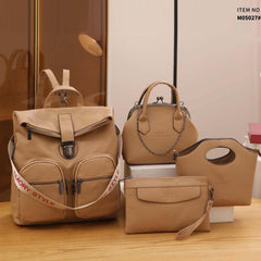 4PCS Vintage Convertible Backpack Set Retro Tote Bag Women's Casual Handbag