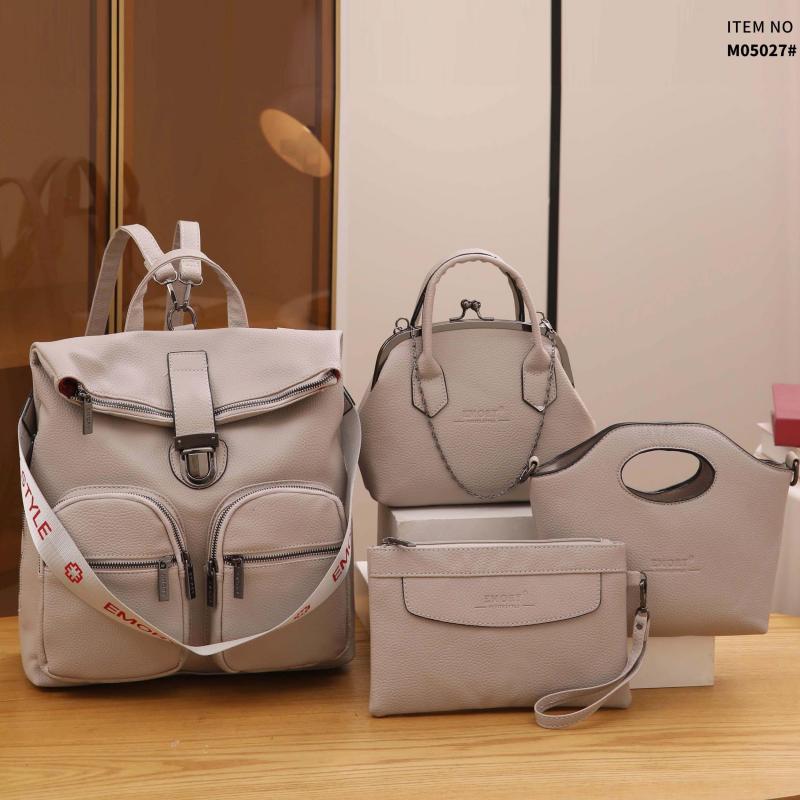 4PCS Vintage Convertible Backpack Set Retro Tote Bag Women's Casual Handbag