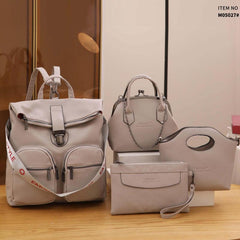 4PCS Vintage Convertible Backpack Set Retro Tote Bag Women's Casual Handbag