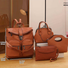 4PCS Vintage Convertible Backpack Set Retro Tote Bag Women's Casual Handbag
