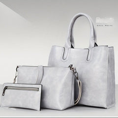 Vintage Solid Bag Sets All Match Tote Bag & Crossbody Bag & Clutch Pouch