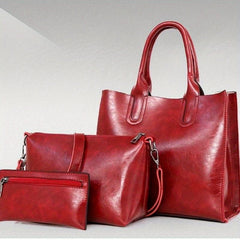 Vintage Solid Bag Sets All Match Tote Bag & Crossbody Bag & Clutch Pouch