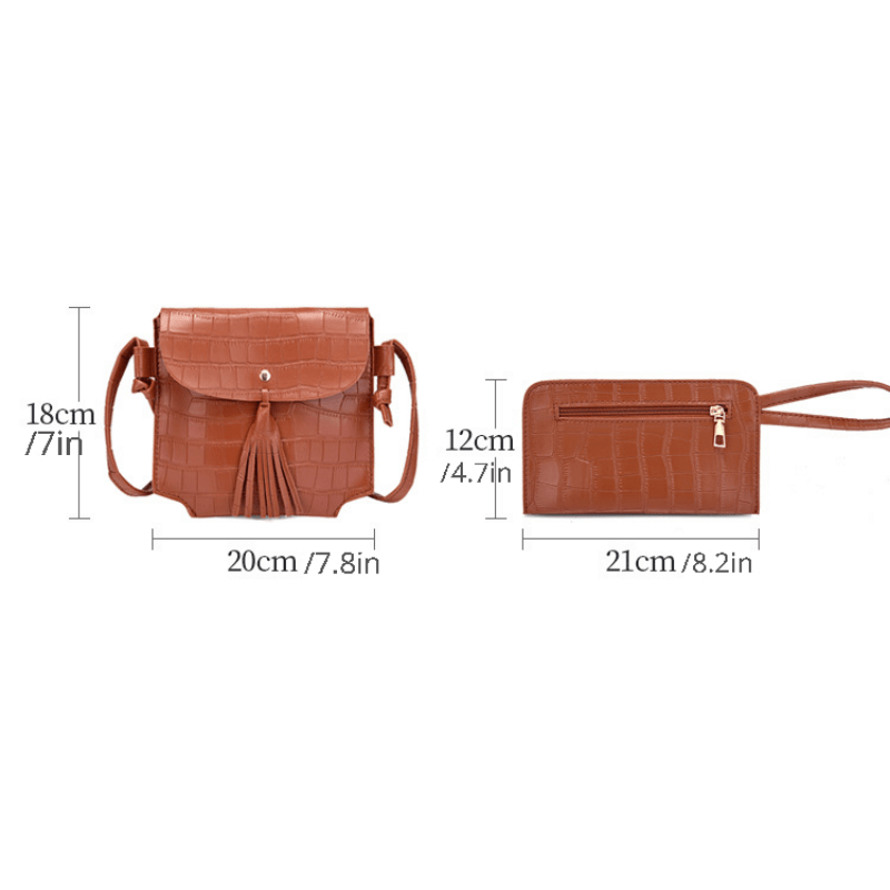 4 Pcs Crocodile Bag Sets Classic Tote Crossbody Clutch Wallet Card Case