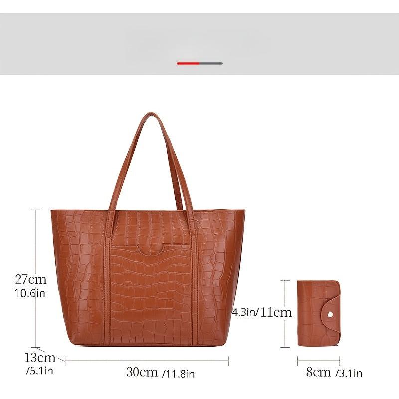 4 Pcs Crocodile Bag Sets Classic Tote Crossbody Clutch Wallet Card Case
