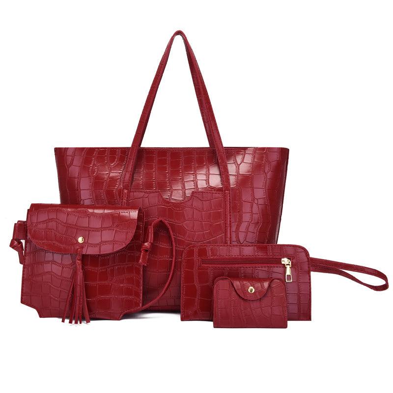 4 Pcs Crocodile Bag Sets Classic Tote Crossbody Clutch Wallet Card Case