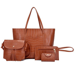 4 Pcs Crocodile Bag Sets Classic Tote Crossbody Clutch Wallet Card Case
