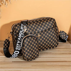 2Pcs Argyle Quilted Bag Set Shoulder Bag & Coin Purse