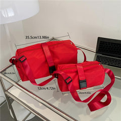 Casual Sports Zipper Bag Stylish Barrel Bag Lightweight Shoulder Bag