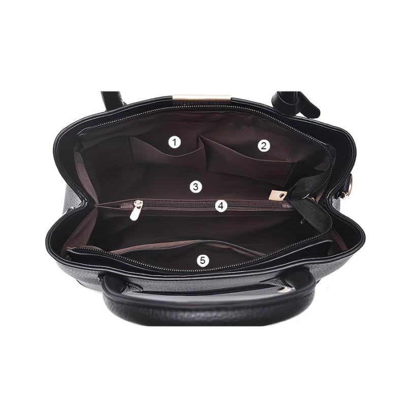 Crocodile Pattern Handbag Set - Stylish Tote Bag With Clutch