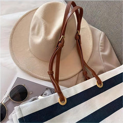 Striped Pattern Canvas Tote Bag Lightweight Shoulder Bag