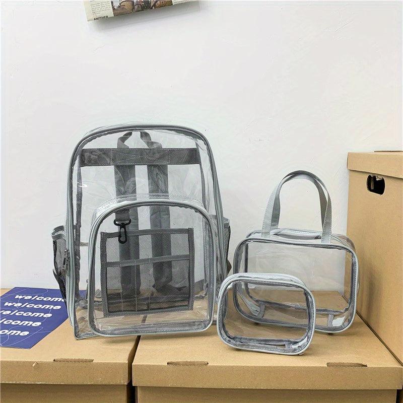 Minimalist Transparent Zipper Backpack Lightweight School Rucksack