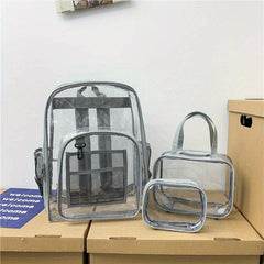 Minimalist Transparent Zipper Backpack Lightweight School Rucksack