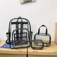 Minimalist Transparent Zipper Backpack Lightweight School Rucksack