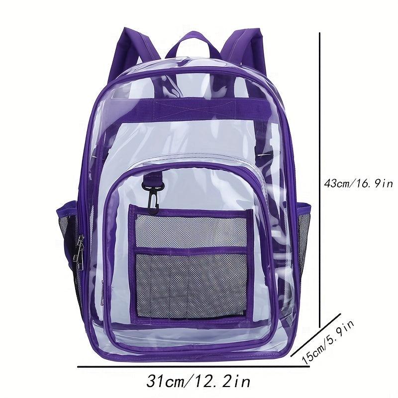 Minimalist Transparent Zipper Backpack Lightweight School Rucksack