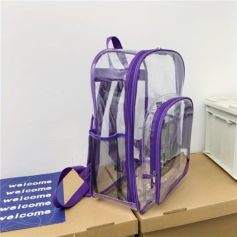 Minimalist Transparent Zipper Backpack Lightweight School Rucksack