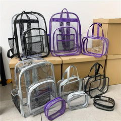 Minimalist Transparent Zipper Backpack Lightweight School Rucksack
