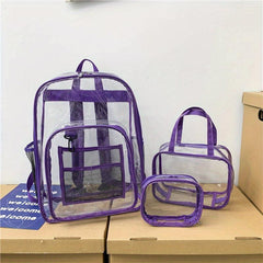 Minimalist Transparent Zipper Backpack Lightweight School Rucksack