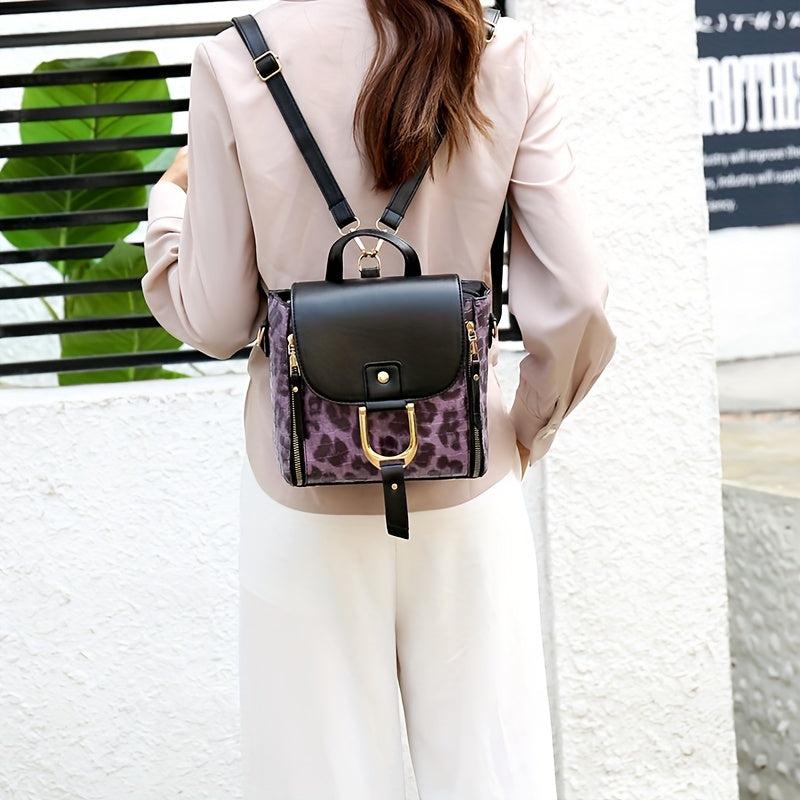 Leopard Print Bag Set: Backpack, Crossbody Bag & Clutch Purse