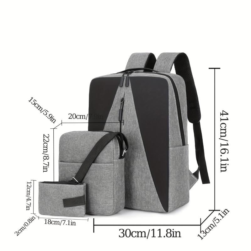 3pcs Large Capacity Backpack Crossbody Bag Purse Set Lightweight Travel