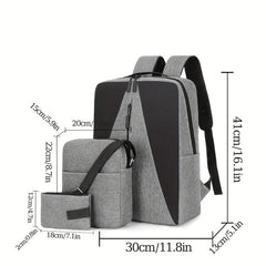 3pcs Large Capacity Backpack Crossbody Bag Purse Set Lightweight Travel