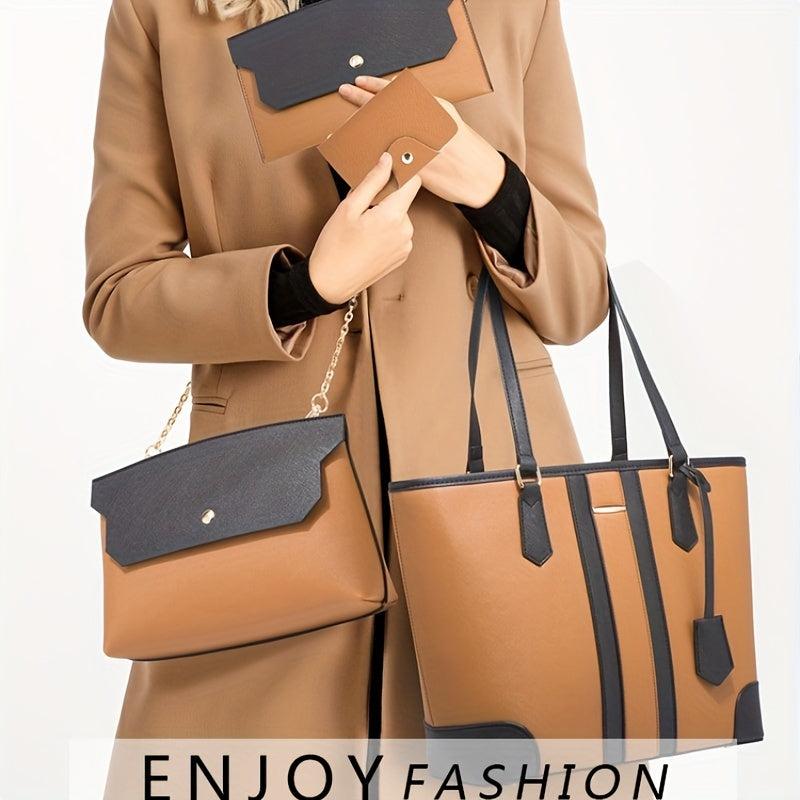 4-Piece Large Capacity Bag Set - Tote Bag & Purse