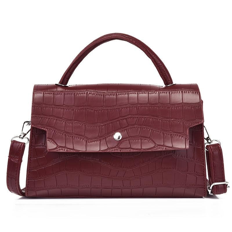 Crocodile Embossed Bag Set Large Capacity Handbag, Crossbody & Coin