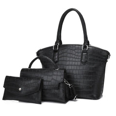 Crocodile Embossed Bag Set Large Capacity Handbag, Crossbody & Coin