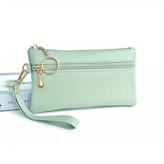 Double Zipper Clutch Purse Long Wallet Small Wrist Bag