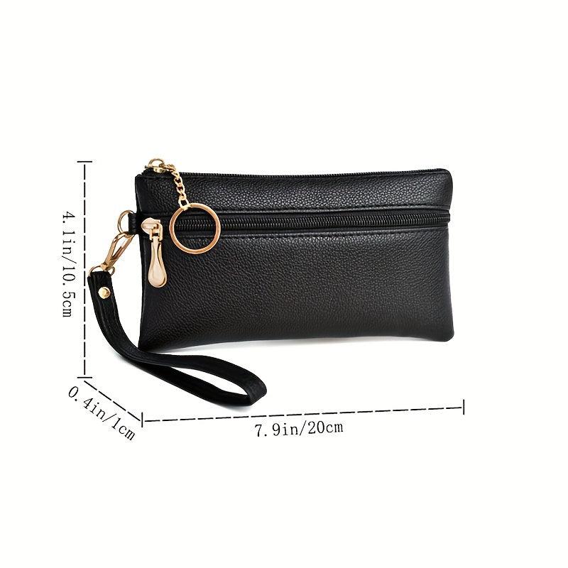 Double Zipper Clutch Purse Long Wallet Small Wrist Bag