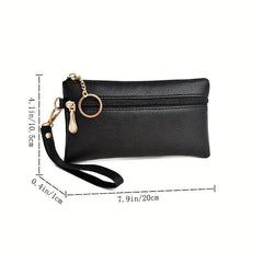 Double Zipper Clutch Purse Long Wallet Small Wrist Bag