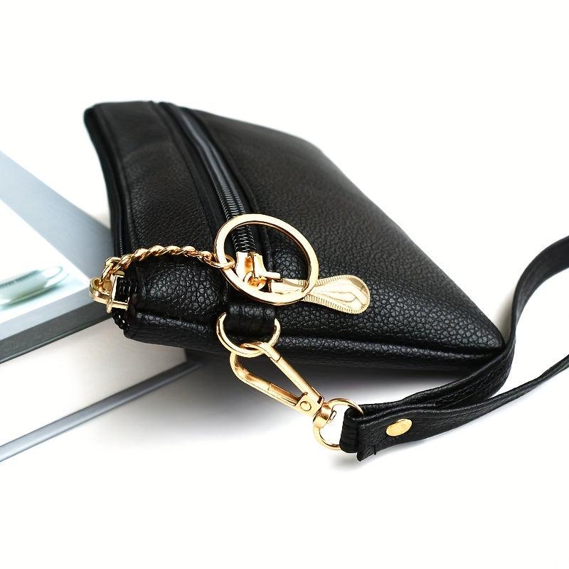 Double Zipper Clutch Purse Long Wallet Small Wrist Bag