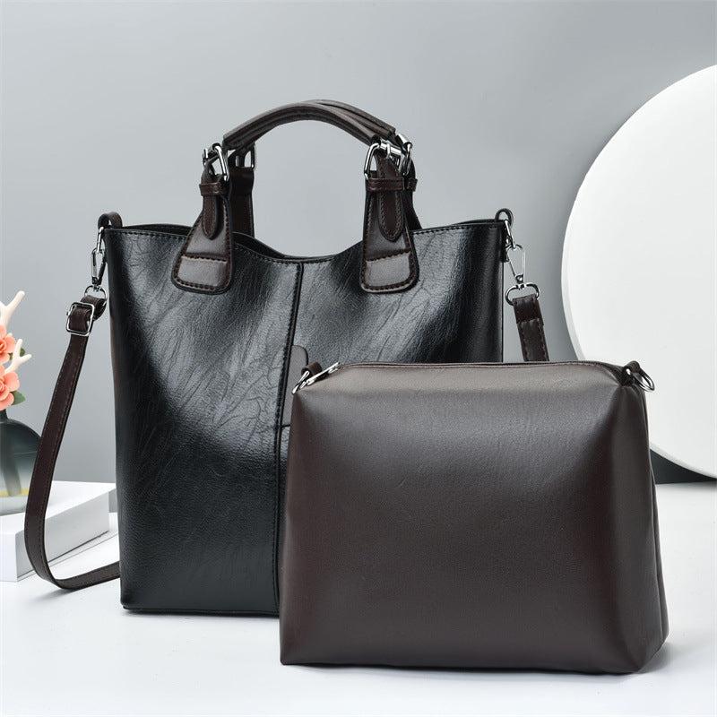 2pcs Faux Leather Tote Bag Set Large Capacity Shoulder Bag