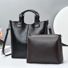 2pcs Faux Leather Tote Bag Set Large Capacity Shoulder Bag