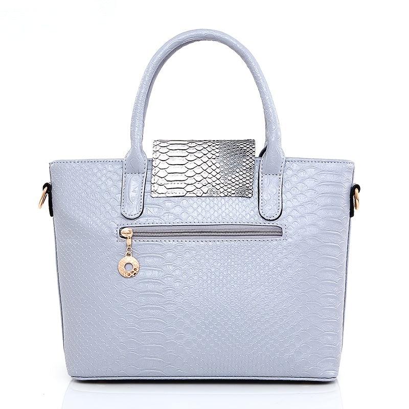 6pcs Crocodile Pattern Handbag Set with Tote, Crossbody, Clutch, Wallet