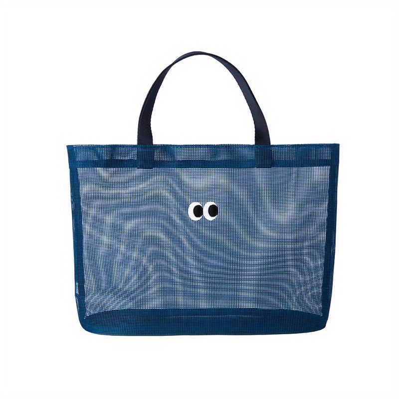 Mesh Summer Beach Bag Cartoon Tote Bag Travel Vacation Swimming Bath Storage Bag