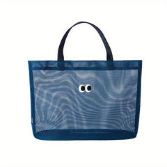 Mesh Summer Beach Bag Cartoon Tote Bag Travel Vacation Swimming Bath Storage Bag