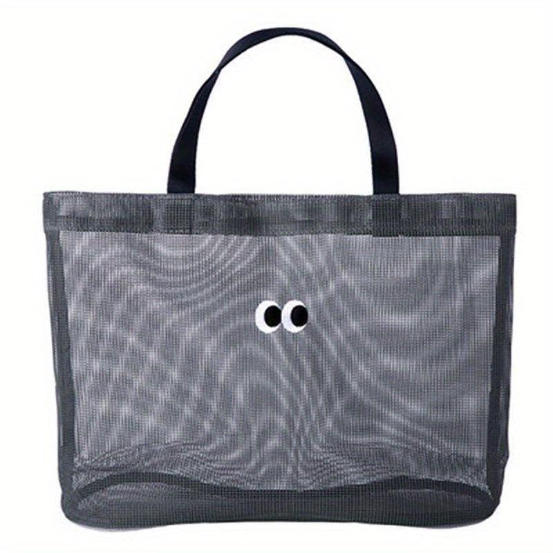 Mesh Summer Beach Bag Cartoon Tote Bag Travel Vacation Swimming Bath Storage Bag