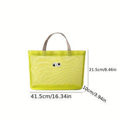 Mesh Summer Beach Bag Cartoon Tote Bag Travel Vacation Swimming Bath Storage Bag
