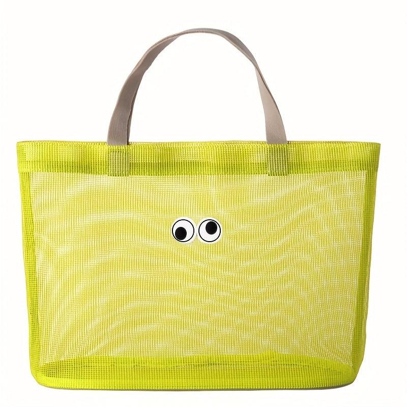 Mesh Summer Beach Bag Cartoon Tote Bag Travel Vacation Swimming Bath Storage Bag