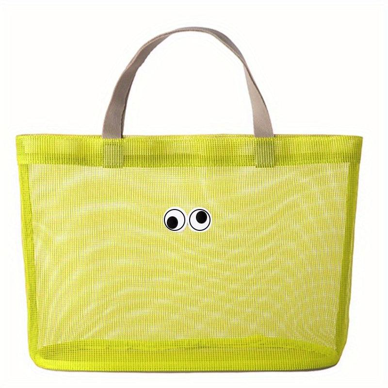 Mesh Summer Beach Bag Cartoon Tote Bag Travel Vacation Swimming Bath Storage Bag