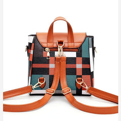 Plaid Pattern 4pcs Women's Purse Set Backpack, Shoulder Bag, Clutch, Card Holder