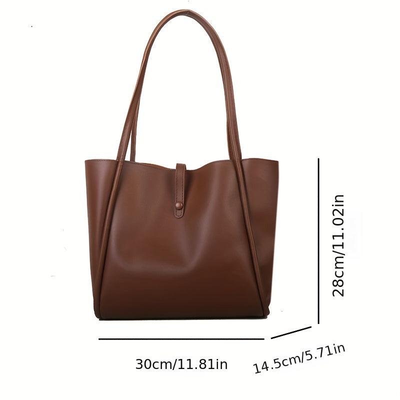 Large Capacity Textured Tote Bag PU Leather Lightweight Shoulder Bag